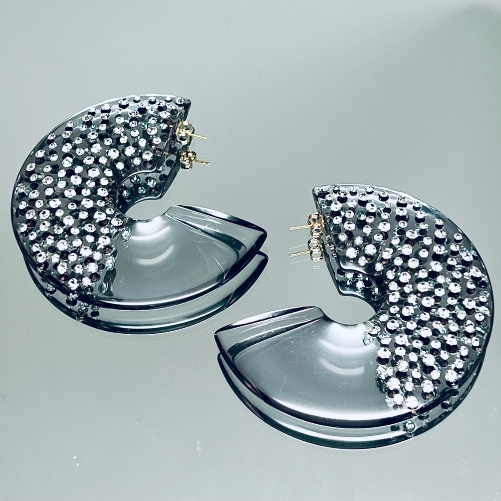 Diana Broussard Statement earring in plexiglass and crystal